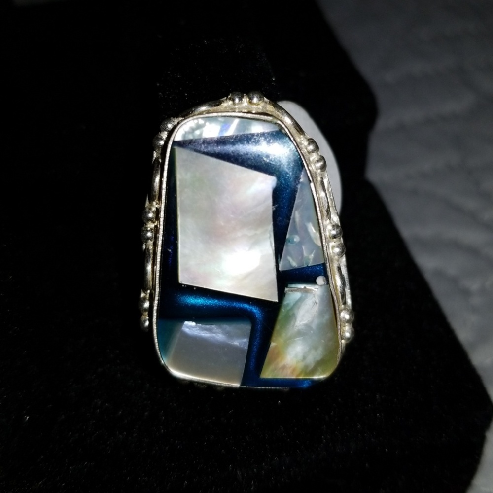 Abalone Sterling Silver Ring Size 8